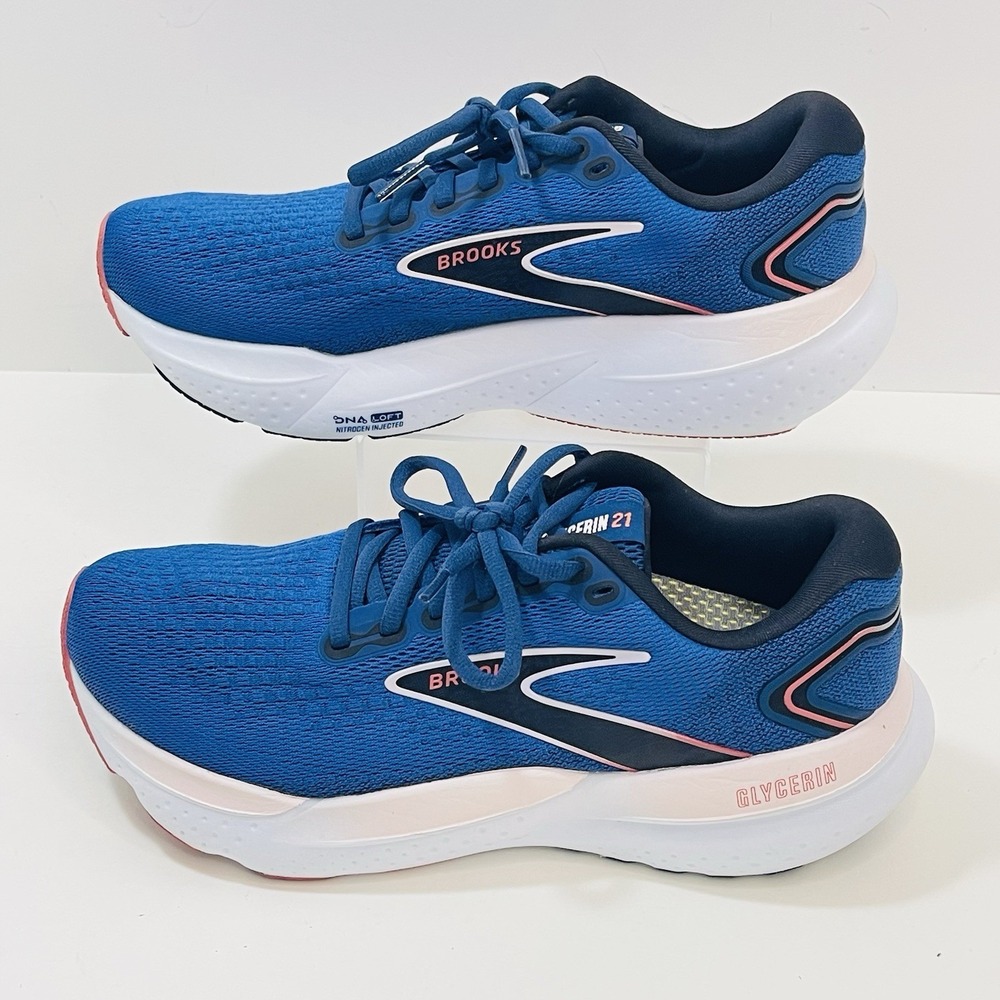 Brooks Glycerin GTS 21 Womens Size 8 Blue Pink Walking Running Shoes Sneakers - Picture 9 of 12